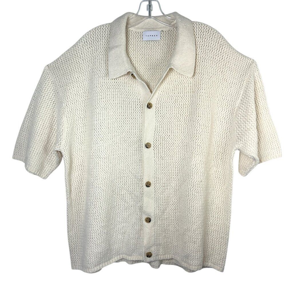 Topman Cardigan Sweater Mens XL button academia casual layer waffle chunky